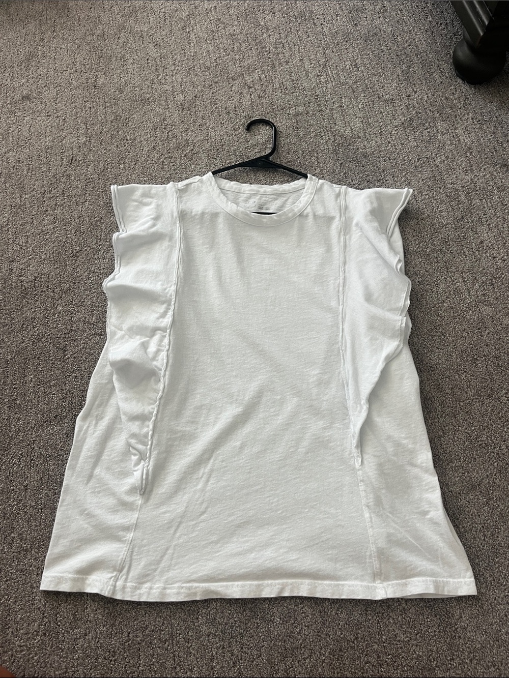 aerie White Ruffle Sleeve Tank Top